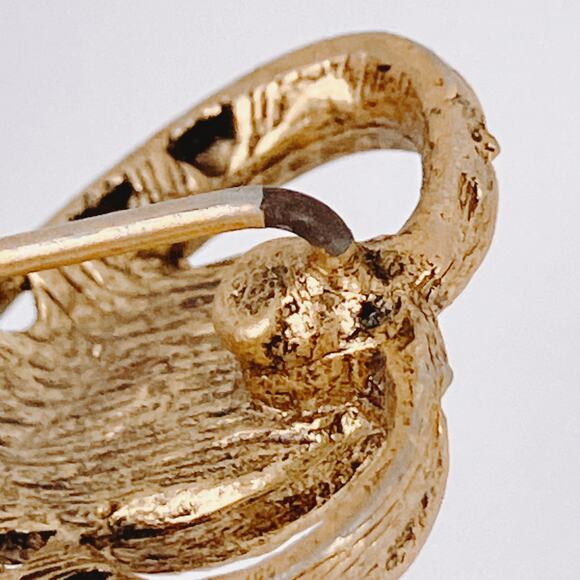 Vintage 1960s Stick Pin Porcelain Hand Painted Heart Floral Cabochon Gold Tone - Picture 8 of 10